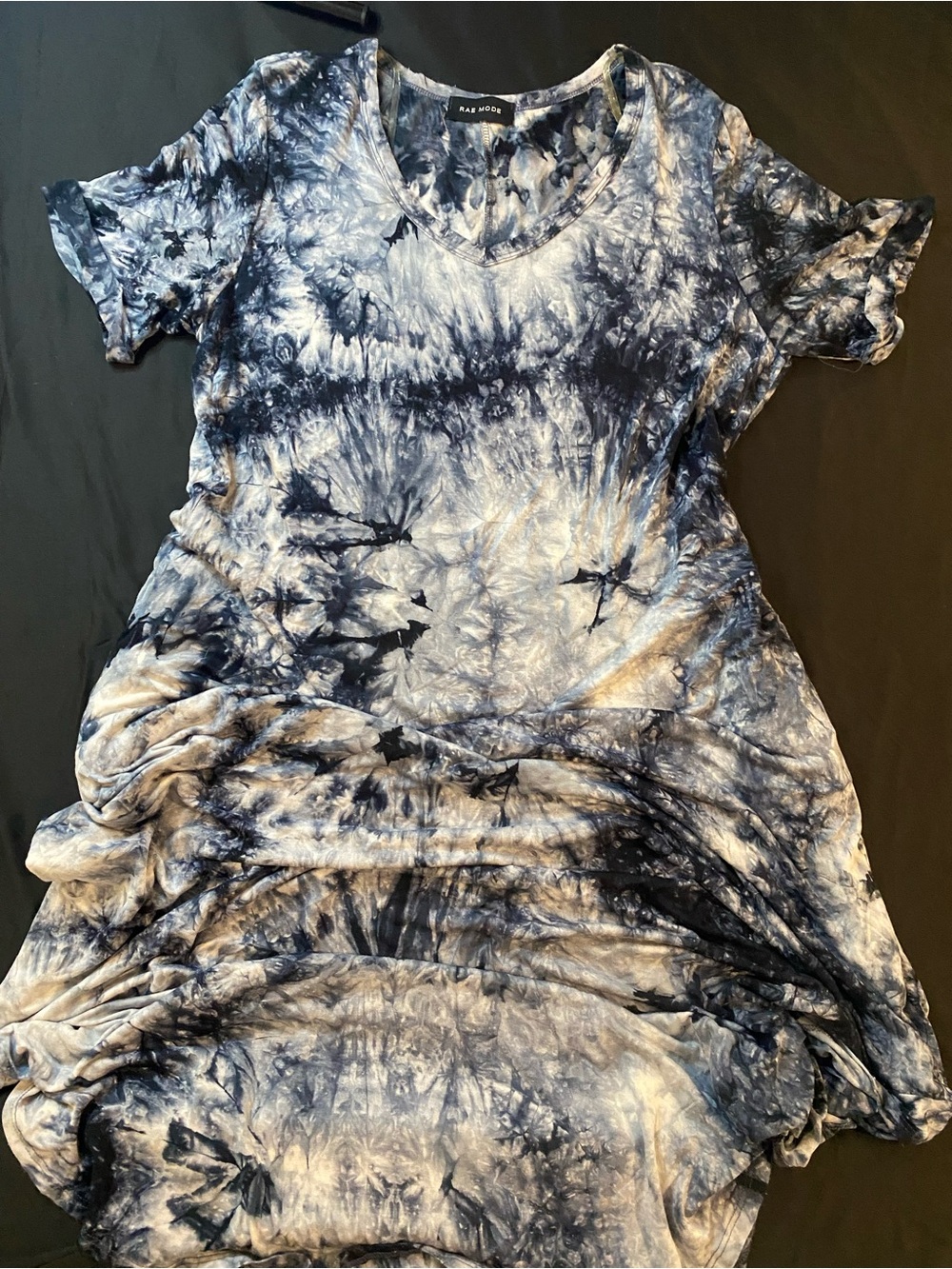 Casual Tie-Dye Short Sleeve Women’s Dress - Blue & White